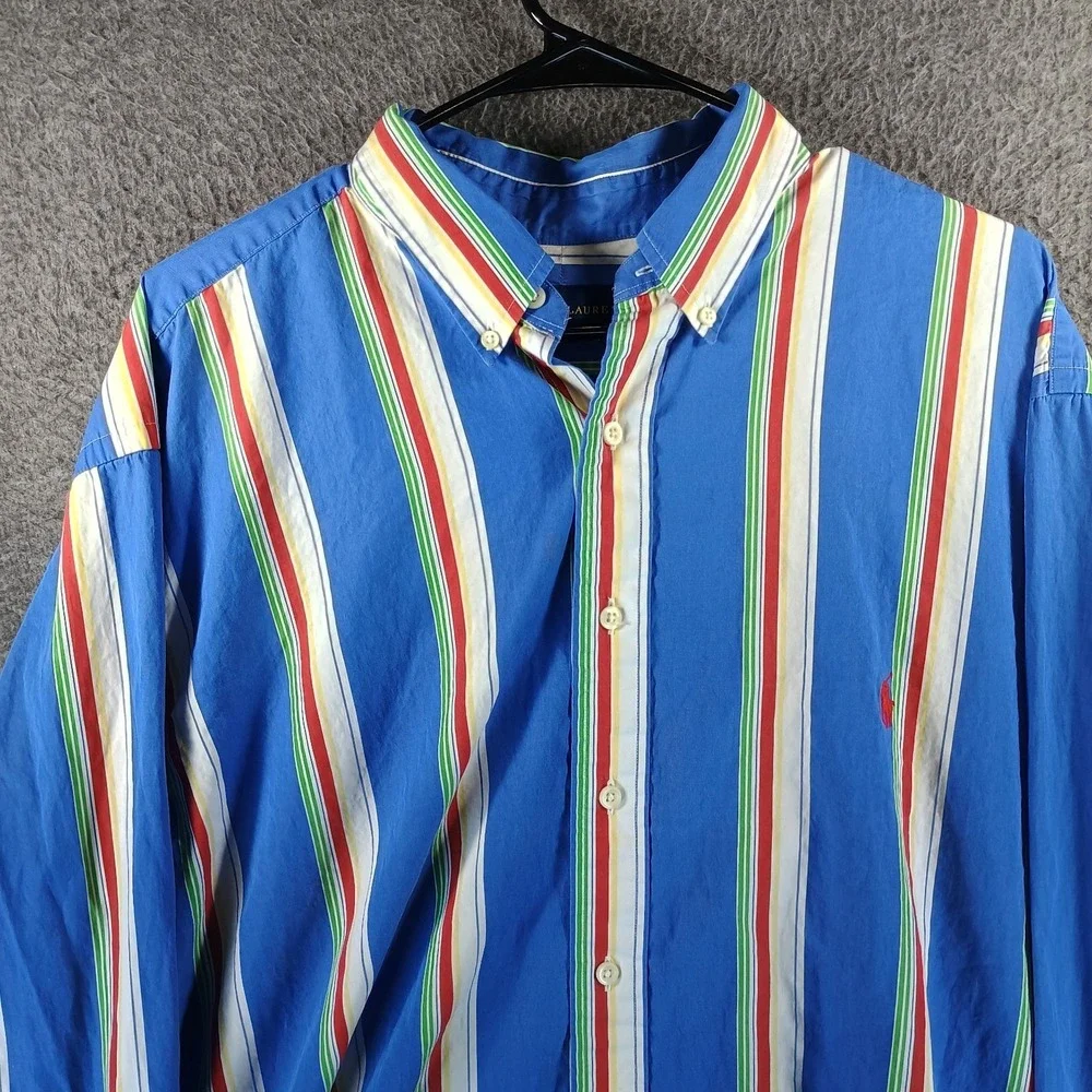 Ralph Lauren Button Up Shirt Mens XLT‎ Rainbow Vertical Striped Big and Tall